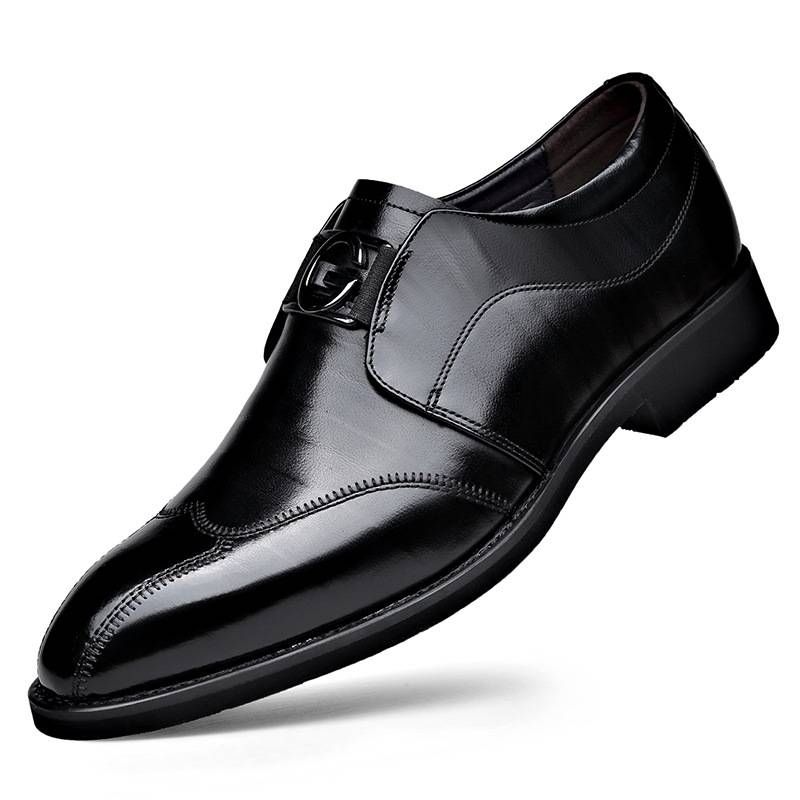 Men's Slip-On Dress Shoes – Pointed Toe Business Casual Shoes (Embroidered & No Laces)_vogvips.com