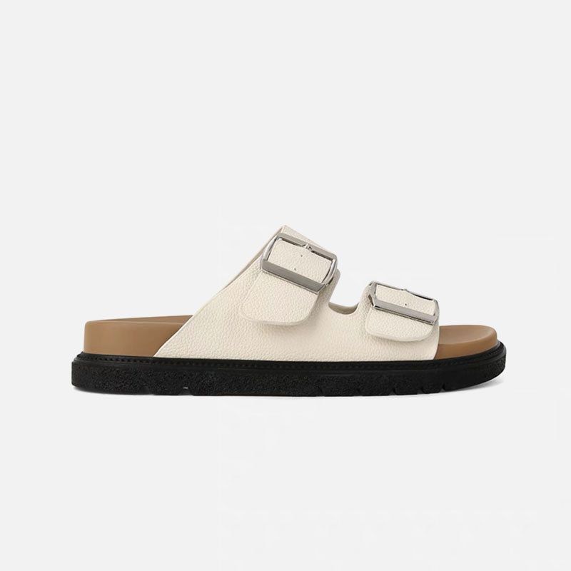 Women's Shoes Grape Mom Studiolee Summer New Flat Bottom With Square Buckle Thick Bottom Beach Sandals For Women Ins_vogvips.com