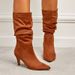 Women's Pointed Toe Slip-On Boots With Wrinkle Effect & Stiletto Heel - Suede Mid-Calf Fashion Boots For Fall & Winter (Sizes 35-42)_vogvips.com