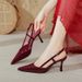 French Style Stiletto 2025 New Plu Size Women' Cloed Sandal Women Summer Pointed Toe Backle High Heel Single_vogvips.com