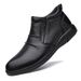 Casual High-mouth Men's Tide Zhongbang Casual Leather Shoes Solid Color Sleeve Leather Splicing Short_vogvips.com