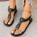 Thong For Women 2026 New Simple Fashion Flats Elastic Band Outdoor Beach Shoes Casual Ladies Rome Sandals Plus Size 43_vogvips.com