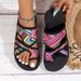 Summer Fashion Platform Sandals Open Toe Slip On Colorful Beach Shoes Ethnic Lightweight Slippers Slides Women_vogvips.com