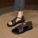 Genuine Soft Leather Sandals For Women, 2026 Summer New Style, Flat-soled, Velcro Closure, Casual Open-toe Soft-soled_vogvips.com