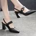 Summer New Women's Casual Square Toe Slingback Sandals With Chunky High Heels Fashionable Leather Shoes Wholesale_vogvips.com