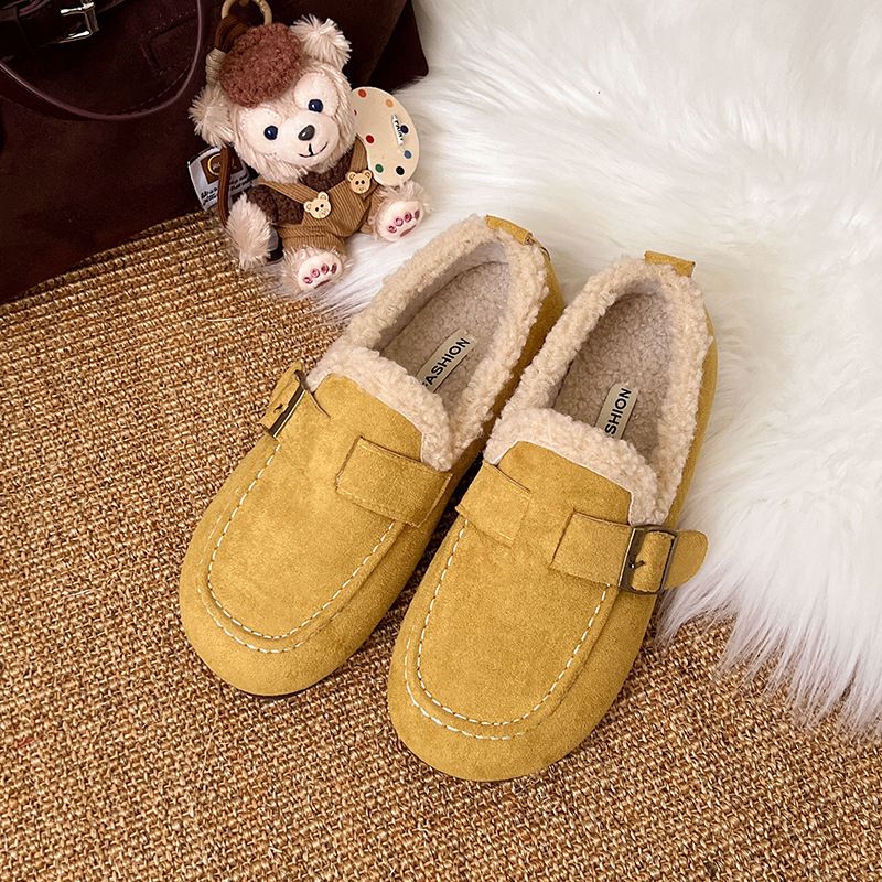 New Autumn And Winter Style A Pair Of Lambskin Cotton Shoes For Women_vogvips.com