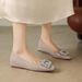 Cameido Crystal Square Buckle Flats For Women Patent Leather Elevator Shoes One Step Shallow Mouth Commuting Shoes_vogvips.com