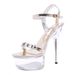 Sexy Super High Heels 15CM Thin Heel Waterproof Platform Sandals Transparent Crystal Shoes Wedding Shoes Banquet High Heels_vogvips.com