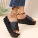 Cross-Border Women's One-Strap Sandals Summer 2022 New Style Large Size Casual European And American Mid-Heel Platform_vogvips.com