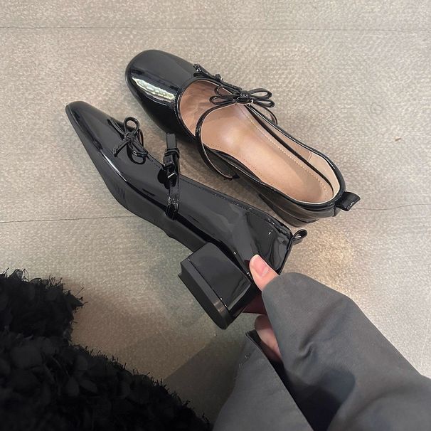 First Encounter Season Gentle Bow Red Evening Women's Single Shoes 2026 New Model To Match Skirts Fairy Style Patent_vogvips.com