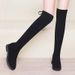 Flat Elastic Slimming Black Over-the-Knee Women, Suede Student Low Heel Boots For Autumn And Winter_vogvips.com