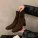 Women Boots High Heel Korean Version Simple Design Square Toe Fashion Shoes Free Shipping_vogvips.com