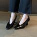 Suitable Commuting Temperament, High Heels, New Black Square Toe, Shallow Mouth, Thick Heel French Women's Singles Shoes_vogvips.com
