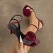 Factory Direct Sales Cross-border Foreign Trade Women's High-heeled Shoes, Iridescent Rose Orchid PU Leather Square-toed_vogvips.com