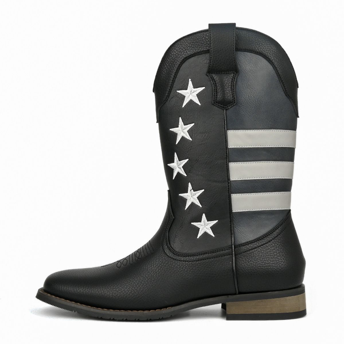 Men's Western Cowboy Boots With Star Design - Breathable PU Leather Slip-On Boots For Casual & Fashion Wear_vogvips.com