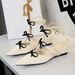 599-25 French-style Sweet Slippers With Pointed Toe, Shallow Mouth, Bowknot, Wedge Heel, One-strap Buckle, Fashionable_vogvips.com