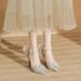 Women's Shoes Mid Heel Versatile Rhinestone Pumps, Sexy Backless Lady Formal Shoes For Wedding & Party Shoes Pearl & Rhinestone Butterfly Decor_vogvips.com