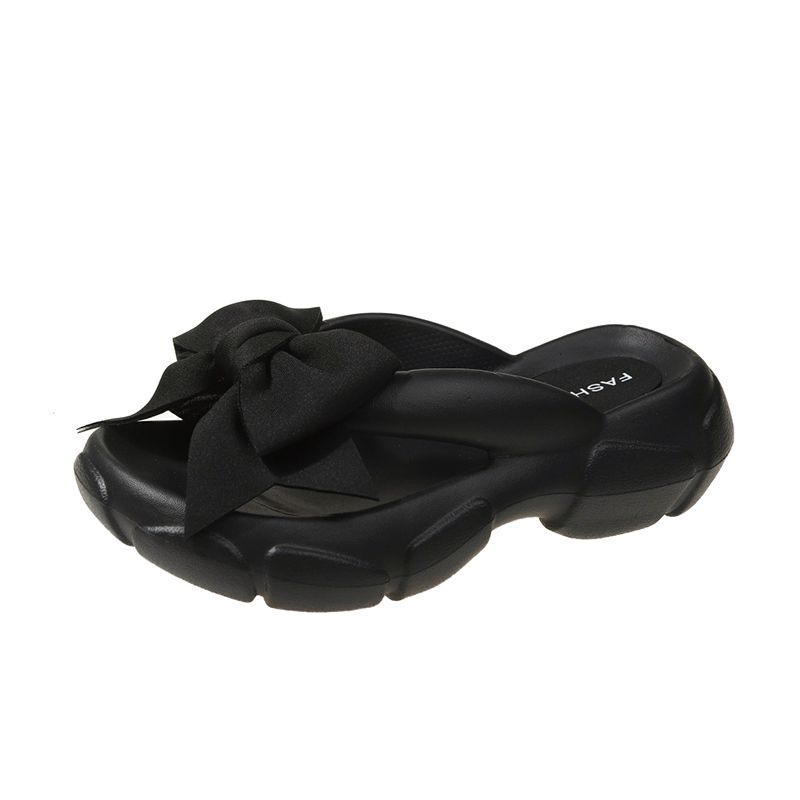 Fashion Bowknot Platform Flip Flop For Women Summer Beach Non Slip Wedge Slippers Woman Thick Sole Clip Toe Slides_vogvips.com