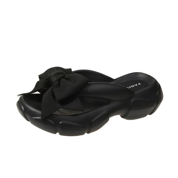 Fashion Bowknot Platform Flip Flop For Women Summer Beach Non Slip Wedge Slippers Woman Thick Sole Clip Toe Slides_vogvips.com