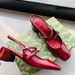 2026 Summer New Patent Top Quality Leather Double G Rhinestone Buckle Chunky Square Toe Closed Back Mid-Low Heel Women's Sandals_vogvips.com