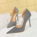 High Heel Pumps With Short Pointy Side Cutout Shimmering Sequin Cloth Heels For Women_vogvips.com
