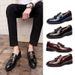 New Gold Pointed Leather Large Size Formal Casual Nightclub Tassel Slip-On Men's Shoes_vogvips.com