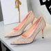 Women's Shoes Elegant High Heels For Women, Featuring Sequins, Beading, Pointed Toe, Low Cut, Stiletto Heels, Slip On Style._vogvips.com