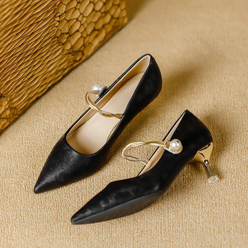 New Fashion Goddess Style Design Sense Spring And Autumn Temperament French Pointed High Heels Women S_vogvips.com