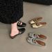 Hidden Wedge Silver Bowknot Closed Toe Mules For Women Fashionable Outdoor 2025 New Summer Mary Jane Sandals_vogvips.com