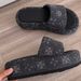 Women's Platform Denim Slippers Black Star Patterned Fashionable Summer Slippers_vogvips.com