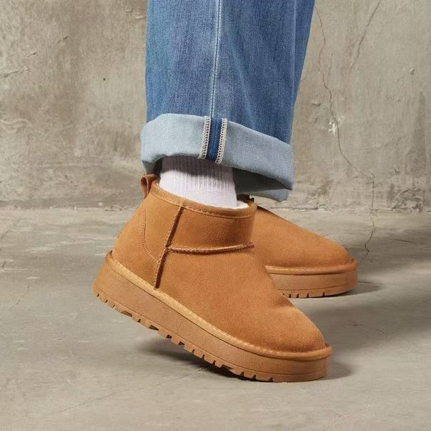Women's Snow Winter Warm Thickened Fur Non-Slip Short Boots Integrated Fleece Cotton Shoes Zhou Dongyu Thick Sole_vogvips.com