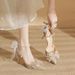 Women's Shoes Mid Heel Versatile Rhinestone Pumps, Sexy Backless Lady Formal Shoes For Wedding & Party Shoes Pearl & Rhinestone Butterfly Decor_vogvips.com