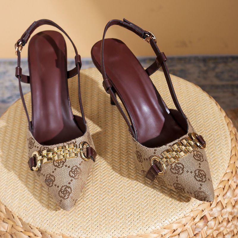 Summer Stiletto Heels for Women plus Size High Heeled Sandals Open Back Closed Toe European And American Fashion 2025 New_vogvips.com