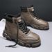 European Warm Series Autumn Winter New Leather Fashion Men's Thick Sole Height Increasing Lace-up Outdoor Casual Sports High-top Martin Boots_vogvips.com