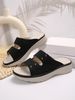 2025 New Summer Soft Leather Sandals Women, Simple Rivet Sports Style, Sloping Heel Slippers For Women_vogvips.com