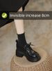 Small With Hidden Heels Platform Leather Shoes 2025 New Arrival Chunky Heel Loafers Lace Up Muffin Bottom_vogvips.com
