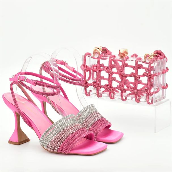 Woven clear tote Box Bag Square Box bag with 10.5cm high heel kitten and high heels dinner cover_vogvips.com
