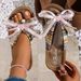 Women's Fashionable Tassel Bow Linen Shoelaces Holiday Student Flat Flip-Flops_vogvips.com