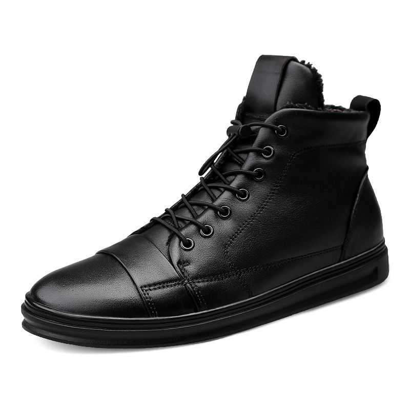 High-top Board Shoes Men's Shoes Sports Boots Top Layer Cowhide Leather Shoes Large Size_vogvips.com