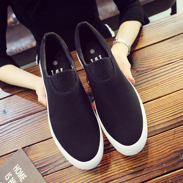New Thickened Sole Trendy Canvas Shoes For Men's Casual Flat Bottom One Foot Pedal Shoes Sneakers Zapatos Casuales_vogvips.com