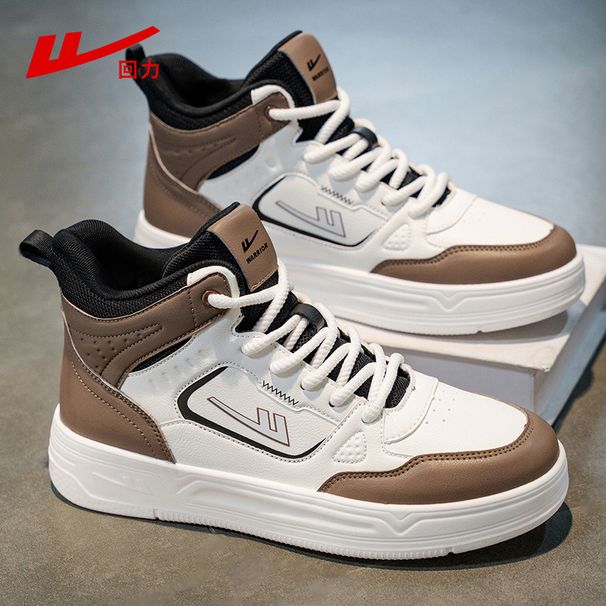 Warrior Men's Sneakers 2026 New Spring Leather Versatile High-top White Shoes Thick-soled Casual Sports Shoes_vogvips.com