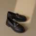 Japanese Women S Size Thick Medium Heel Sole Soft Surface Leather Deep Mouth Gold Coin Loafers Single Shoes_vogvips.com