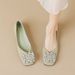 Square Head Single Shoes Women's Flat Bottom One Pedal Doudou Shoes Rhinestone French Soft Sole Large Size Women's Shoes_vogvips.com