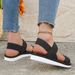 Women's Fashion Trend Anti-slip Wear Comfortable Matching Color Sole Pure Black Shoelace Flat Sandals_vogvips.com