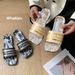 Women's Summer Half Slippers Southeast Asian Style Fashionable Square Buckle Casual Chunky Heel Flat And Everyday Sandals_vogvips.com