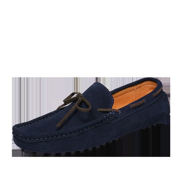 Yidoudou Genuine Leather Spring And Autumn Comfortable Single Suede Black Casual Versatile Slip-On Handmade Men's Shoes_vogvips.com