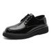 Euro Step 2025 Autumn Winter Men's Casual Business Formal Black Leather Big Korean Style Round Toe Work Suit Shoes_vogvips.com