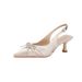 Qianluhui Sweetheart Heir Fine Heel Pointed Toe French Satin Dress Shoes Sweet Style Bowknot Sandals_vogvips.com