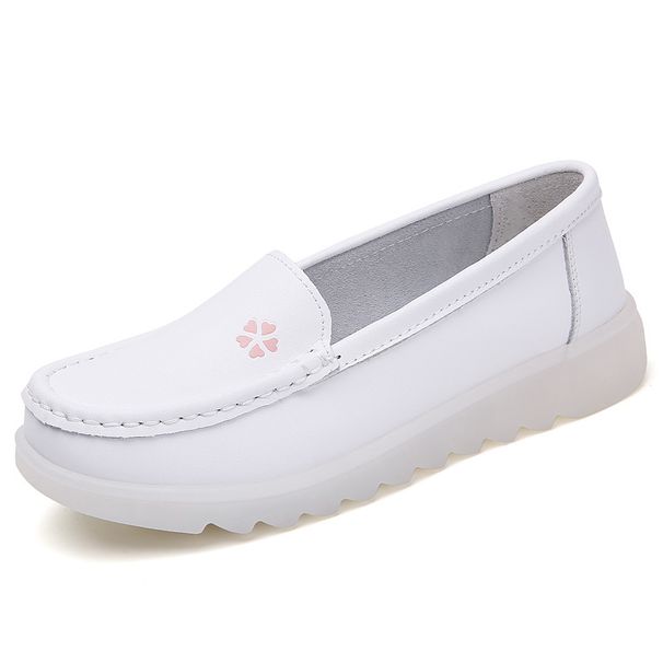 New Leather Soft-soled Nurse Shoes White_vogvips.com