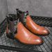 New Style Stylish Personalized Jacquard Chelsea Boots Fashion Flower Blooming Wealth Embroidery Men's Boots Brown Retro Gentleman's Leather Boots_vogvips.com